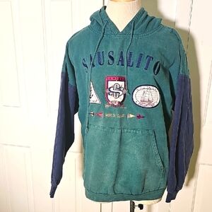 SAUSALITO hoodie By Crazy Shirt. Hawaii With Patches. Meduim Green